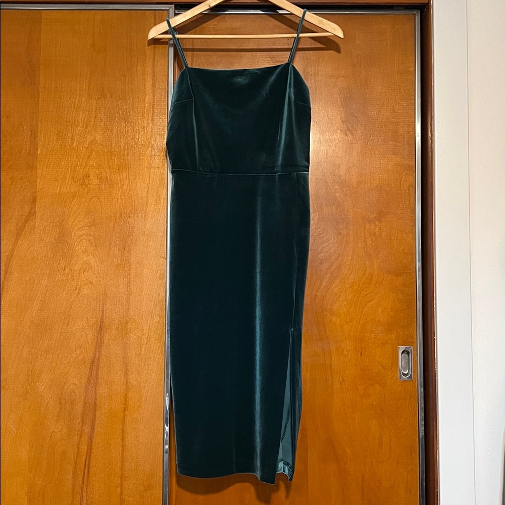 Express green velvety Satin Dress
